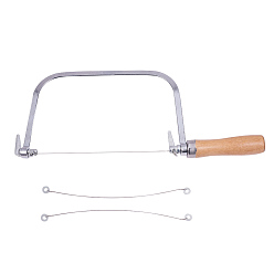 Stainless Steel Color Stainless Steel String Cutter Saw Cutting Knife, with Wooden handle, for Soap Candle Wax Making, Stainless Steel Color, 302x125x25mm