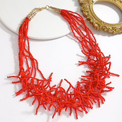Красный Ожерелья из стеклянных бусин в стиле бохо-коралл, золотые, красные, 17.72 дюйм (45 см)