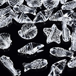 Clear Transparent Acrylic Beads, Mixed Shapes, Clear, 11~21x6~14x4~6mm, Hole: 1.5mm, about 1260pcs/500g