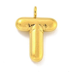 Letter T Ионное покрытие (ip) 304 подвески из нержавеющей стали, буквенное очарование, золотые, Письмо T, 16.5x12x3 мм, отверстие : 2 мм