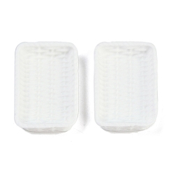 Белый Кабошоны из смолы из ротанговой корзины, белые, 36x24x8 мм