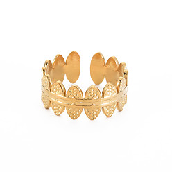 Настоящее золото 18K Ионное покрытие (ip) 304 овальное открытое манжетное кольцо из нержавеющей стали для женщин, без никеля , реальный 18 k позолоченный, размер США 9 1/4 (19.1 мм)