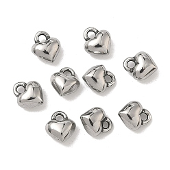 Нержавеющая Сталь Цвет 316 хирургические брелоки из нержавеющей стали, сердце, ручная полировка, цвет нержавеющей стали, 6.5x5.5x3.5 мм, отверстие : 1.4 мм