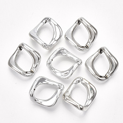 Platinum UV Plating ABS Plastic Linking Rings, Quick Link Connectors, For Curb Chains Making, Unwelded, Twist, Platinum, 26x25x14mm, Hole: 22x14mm