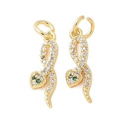 Настоящее золото 18K Латунные микро проложить кубического циркония подвески, без кадмия, без никеля и без свинца, змеиные чары, с целью перехода в кольце, реальный 18 k позолоченный, 17x5.5x3.5 мм, отверстие : 3 мм