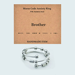 Нержавеющая Сталь Цвет 304 вращающиеся манжетные кольца из нержавеющей стали, брат, Кольцо-спиннер для успокоения беспокойства, медитации, цвет нержавеющей стали, внутренний диаметр: регулируемый