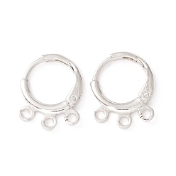 Платина Латунные серьги-обручи, с 3 петля, без кадмия и без свинца, платина, 14.5x11.5x2 мм, штифты : 0.8 мм