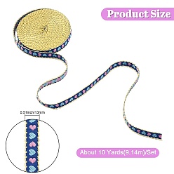 Морской Синий 10ярдов полиэстеровой жаккардовой ленты, Сердце Pattern, для аксессуаров для одежды, украшение подарка, Marine Blue, 1/2 дюйм (13 мм)