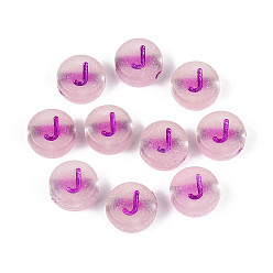 Letter J Светящиеся матовые акриловые бусины, гальваническим, плоские круглые с буквы, светится в темноте, буква J, 10x5 мм, отверстие : 2 мм, Около 1390 шт / 500 г