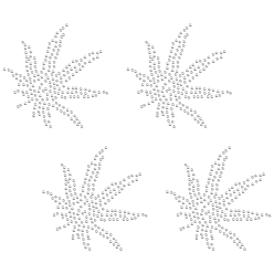 Crystal Glitter Hotfix Rhinestone(Hot Melt Adhesive On The Back), Costume Accessories, Leaf, Crystal, 70x67mm