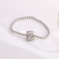 Letter Z Женские браслеты из латуни с микропаве из прозрачных кубических цирконий, буквы, платина, Письмо Z, 6.69 дюйм (17 см)