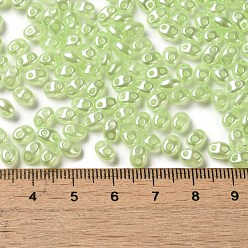 Pale Green Opaque ABS Beads, Double Hole, Oval, Pale Green, 6x4.5x3.3mm, Hole: 1.2mm, about 14516pcs/500g