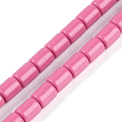 Ярко-Розовый Бусины из непрозрачной смолы, колонка, ярко-розовый, 7x5 мм, отверстие : 1 мм, около 59 шт / нитка, 16.14 дюйм (41 см)