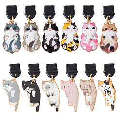 (52) Непрозрачная лаванда 12шт пластиковые мобильные пылезащитные заглушки, с подвесками из эмали и сплава , золотые, разноцветные, 36 мм, 12 шт / комплект