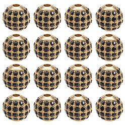 Золотой 20 бусины из сплава шт., со стразами, круглые, золотые, 8x8 мм, отверстие : 1.5 мм, 20 шт / комплект