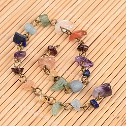 Античная Бронза Чакра ручной работы из бисера Gemstone чип латунные цепи для ожерелья или браслеты решений, несварные, античная бронза, 39.37 дюйм, 1 м / прядь