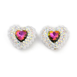 Разноцветный Полимерная Клей Гласс горный хрусталь бисер, бусины в форме сердца для самодельных украшений, брелки и ручки с бусинами, красочный, 20x24x13 мм, отверстие : 1.8 мм