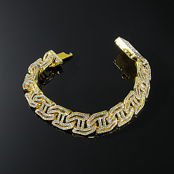 Золотой Браслеты-цепочки из кубинского сплава со стразами для женщин, золотые, 7-7/8 дюйм (20 см)