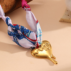 Heart 304 Stainless Steel Pendant Scarf Necklaces for Women, Golden, Heart, 34.65 inch(88cm), Pendant: 40x30mm