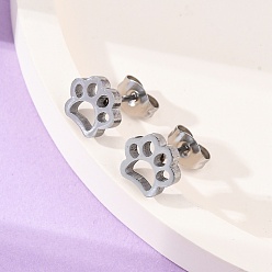 Нержавеющая Сталь Цвет Устойчивые к потускнению 304 серьги-гвоздики из нержавеющей стали, гипоаллергенные серьги, с ушными гайками / серьгой сзади, след, цвет нержавеющей стали, 7.5x8 мм, штифты : 0.7 мм, 12 пар / карты