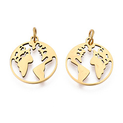 Золотой 201 подвески из нержавеющей стали, кольцо с картой, золотые, 19x17x1 мм, отверстие : 3 мм