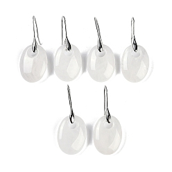 Хрусталь Натуральный кристалл кварца мотаться серьги, с латунными крючками для сережек, без кадмия и без свинца, овальные, 43x18 мм