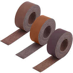 Mixed Color 3 Rolls 3 Colors Flat PU Leather Cord, for Shoes Bag Sewing Patchwork DIY Craft Appliques, Mixed Color, 2.5x0.13cm, 1 roll/color