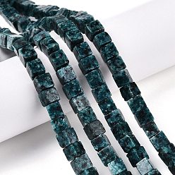 Джаспер Кунжут Нити бусин из натурального кунжутного яшмы/киви, кубические, 6~7x6~6.5x6~6.5 мм, отверстие : 1 мм, около 60~61 шт / нитка, 15~15.366'' (38.1~39 см)