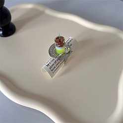 Лимон Регулируемые кольца на палец для женщин из смолы и пластика для послеобеденного чаепития, платина, лимон, 26x26.5 мм, внутренний диаметр: 16.8~17.1 мм