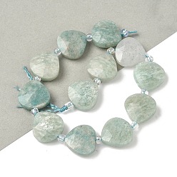 Амазонит Природных амазонит бисер нитей, слеза, граненые, с бисером, 12x12x5~6 мм, отверстие : 1 мм, около 12 шт / нитка, 6.69'' (17 см)