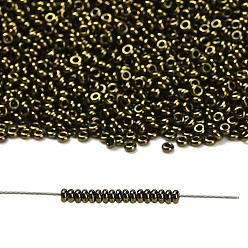 (422) Gold Lustered Dark Chocolate Bronze Metallic Toho 8/0 полукруглые бусины, японский бисер, (422) золотистый блестящий темно-шоколадный бронзовый металлик, 8/0, 3x1.15 мм, отверстие : 1.2 мм, Около 744 шт / 10 г