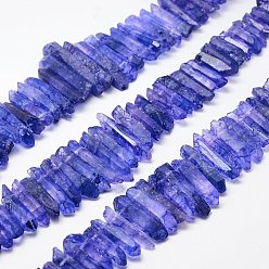 Королевский синий Природных кристаллов кварца бисер нитей, окрашенные, граненые, самородки, королевский синий, 13~48x7~12x3.5~10 мм, отверстие : 2 мм, 14.9 дюйм (38 см)