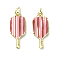 (52) Непрозрачная лаванда Латунь эмаль подвески, с целью перехода в кольце, реальный 18 k позолоченный, ракетка, 23x9.5x2 мм, отверстие : 3.2 мм