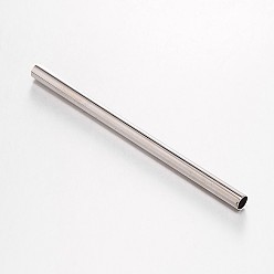 Platinum Brass Tube Beads, Platinum, 100x6mm, Hole: 5.5mm