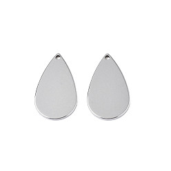 Stainless Steel Color Non-Tarnish 304 Stainless Steel Pendants, Teardrop, Stainless Steel Color, 20x11.5x1mm, Hole: 1.2mm