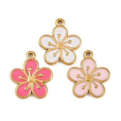 Золотой 304 нержавеющей стальной эмали подвески, , золотые, 15.5x13.5x1.5 мм, отверстие : 1 мм