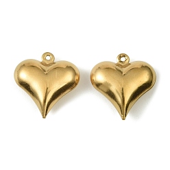Настоящее золото 18K 304 подвески из нержавеющей стали. подвеска в виде сердца, реальный 18 k позолоченный, 17.5x16.5x6 мм, отверстие : 1 мм