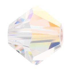 00030 200 Crystal AB Хрустальные бусины preciosa®, чешский хрусталь, биконус(451 69 302 рондель), 00030 200 кристалл аб, 6 мм, отверстие : 1 мм
