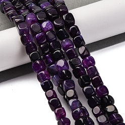 Фиолетовый Природных вены драконов агат бисер нитей, окрашенная и подогревом, кубические, фиолетовые, 7~8x7~8x7~8 мм, отверстие : 0.9 мм, около 56 шт / нитка, 14.57'' (37 см)