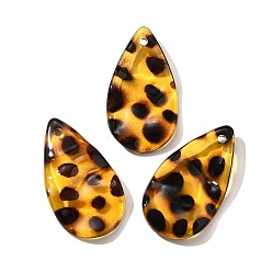 Teardrop Прозрачные акриловые подвески, рисунок для леопарда, слеза, 30x16.5x3.5 мм, отверстие : 1.8 мм