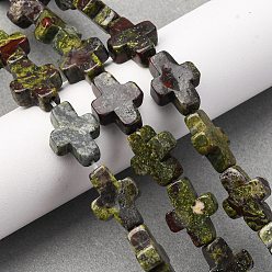 Кровь драконов Бисер натуральный дракон крови пряди, крестик, 16~17x12~13x5~6 мм, отверстие : 1 мм, около 25~26 шт / нитка, 15.94''~16.14'' (40.5~41 см)