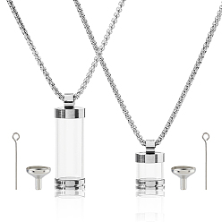 Нержавеющая Сталь Цвет Подвеска в виде прозрачной стеклянной бутылки желаний, с 304 проушиной из нержавеющей стали и прозрачной пластиковой воронкой, цвет нержавеющей стали, 24.13 дюйм (61.3 см), 21~39x13 мм, отверстие : 3x3 мм