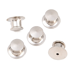 Platinum Brass Secure Locking Pin Backs, Locking Pin Clutches Brooch Findings, Platinum, 7x10mm, Hole: 0.8mm