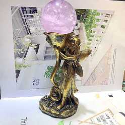 Золотистый Алиса фея смола скульптура пьедестал украшения, держатель хрустального шара, для домашнего офисного стола, золотые, 77x66x147 мм