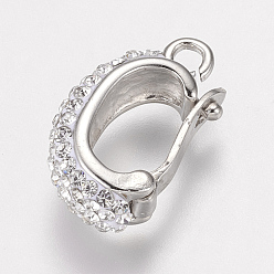 Платина Латунный усилитель укороченный залог, подвеска навесная навесная, с полимерной глиной горный хрусталь, овальные, платина, 21x6x11.5 мм, отверстие : 2 мм