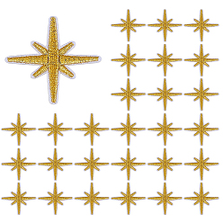 Золотистый 80 шт. Компьютеризированная вышивка на ткани утюгом / пришивание заплат, аппликация, аксессуары для костюма, восемь звезда, золотые, 50x49x2 мм