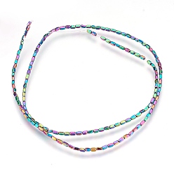 (966) Внутренний цвет Кристалл / Лиловато-лиловый на подкладке Гальванизировать немагнитных синтетический гематит бисер пряди, кубоид, с покрытием разноцветным, 2~3x1~1.5 мм, отверстие : 0.5 мм, около 48~52 шт / нитка, 15.7 дюйм (40 см)