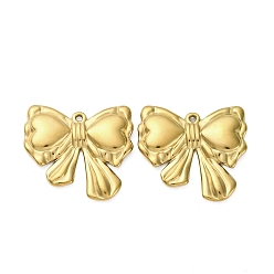 Настоящее золото 18K 304 подвески из нержавеющей стали, ионное покрытие (ip), очарование бантом, реальный 18 k позолоченный, 22.5x24.5x3 мм, отверстие : 1.4 мм