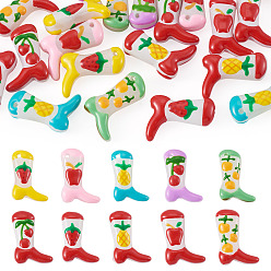 Mixed Shapes 20Pcs 10 Styles Fruit Theme Boot Baking Paint Glass Enamel Beads, Mixed Shapes, 23~24x16.5~17x7.5~8.5mm, Hole: 0.8~1.4mm, 2pcs/style