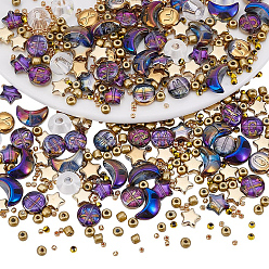 (52) Непрозрачная лаванда 500шт. наборы для самостоятельного изготовления бусин, включая стеклянные бусины смешанных стилей, CCB пластиковые шарики, разнообразные, разноцветные, 2~10x2~14x2~7.5 мм, отверстие : 0.7~3.5 мм